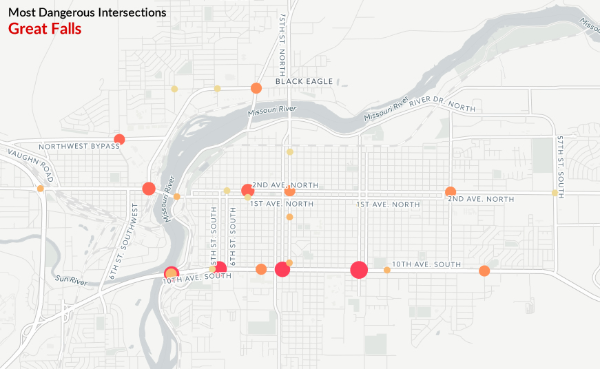 Great Falls Dangerous Intersections