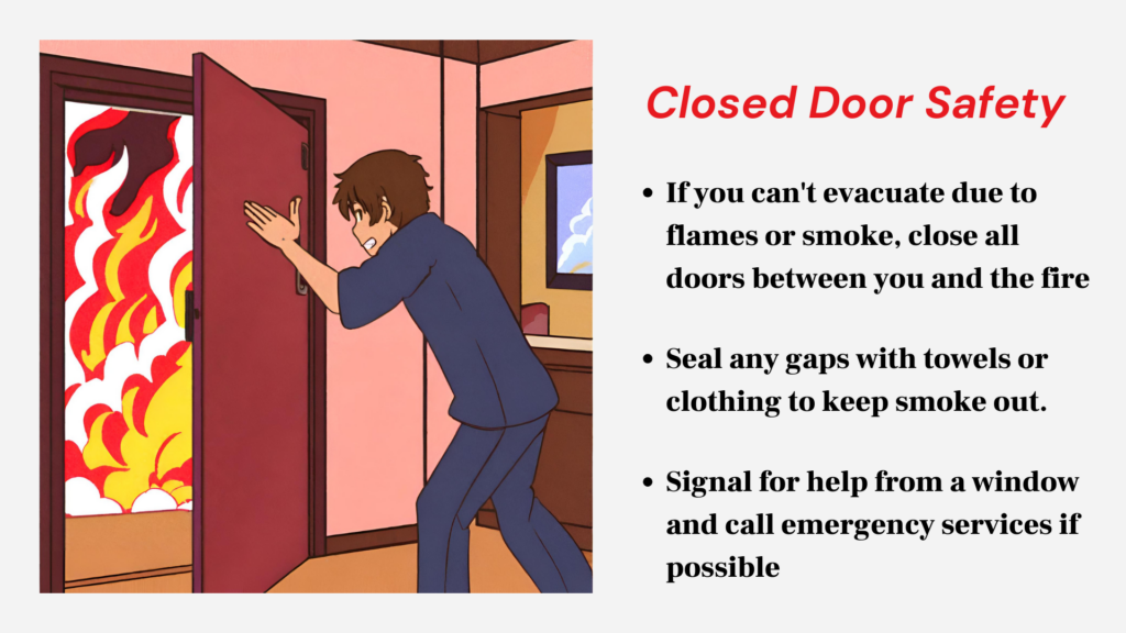 fire safety: closing door infographic