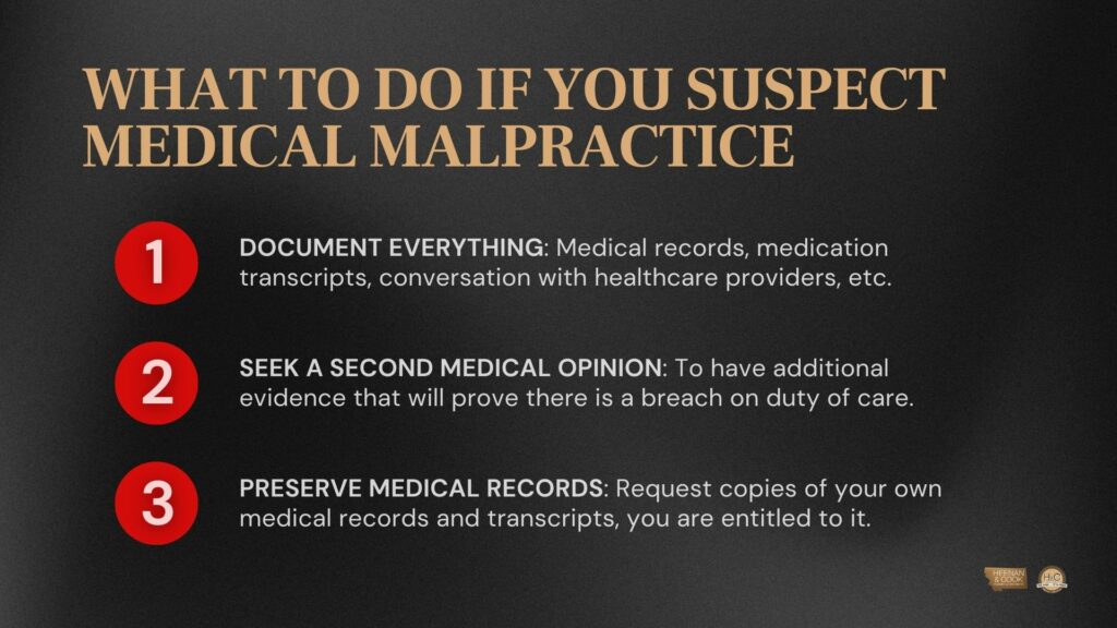 Steps to take when suspecting medical malpractice