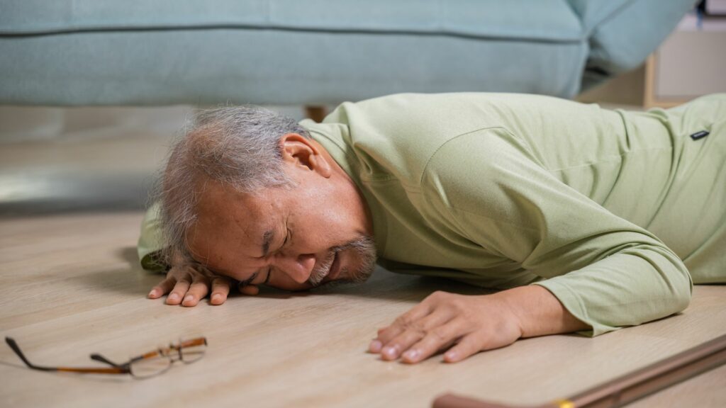 Elderly man fell on the floor